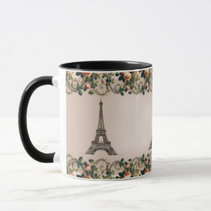 Taza Paris Rosa Vines Eiffel Torre Shabby Chic