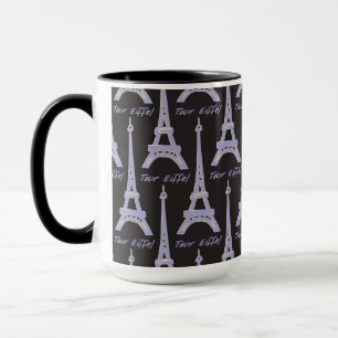 Taza París Torre Eiffel Francia Morado y Negro