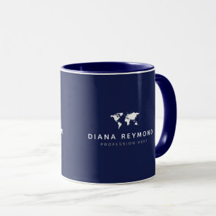 Taza paro azul con mapa