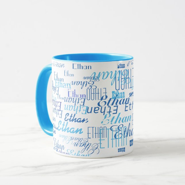 Taza paro azul con nombre (Anverso izquierdo)