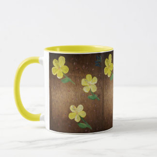 Taza paro de pintura de flores amarillas
