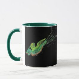 Taza paro de pintura de pájaro verde