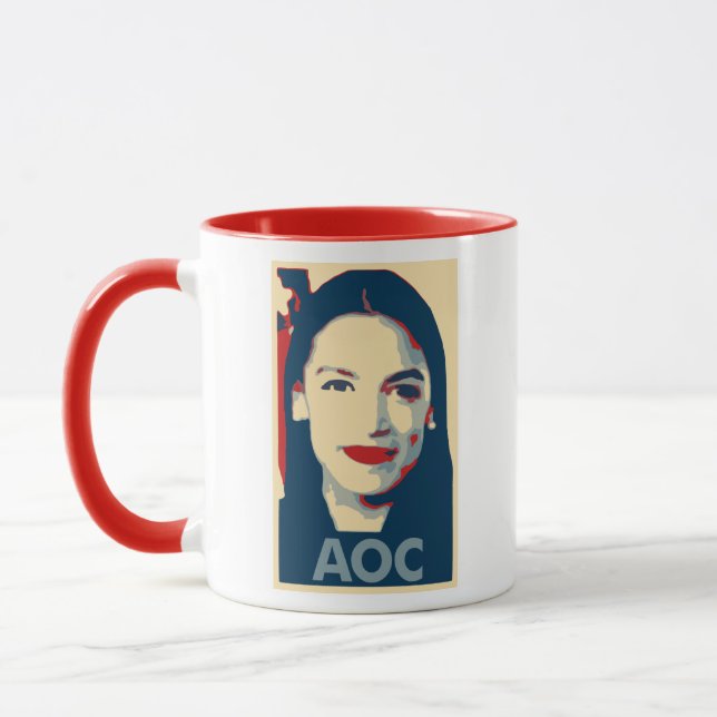 Taza Parodia política del poster de Alexandría Ocasio (Izquierda)