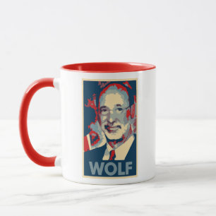Taza Parodia política del poster del lobo de Tom