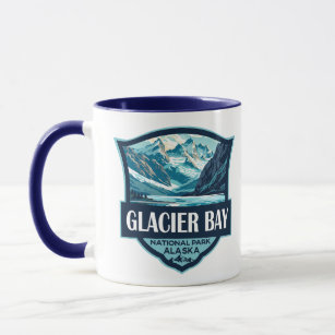 Taza Parque nacional Glacier Bay Ilustracion Retro