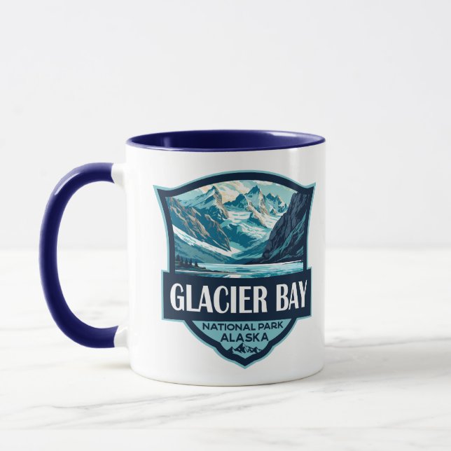 Taza Parque nacional Glacier Bay Ilustracion Retro (Izquierda)