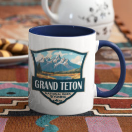Taza Parque nacional Gran Teton Ilustracion Retro