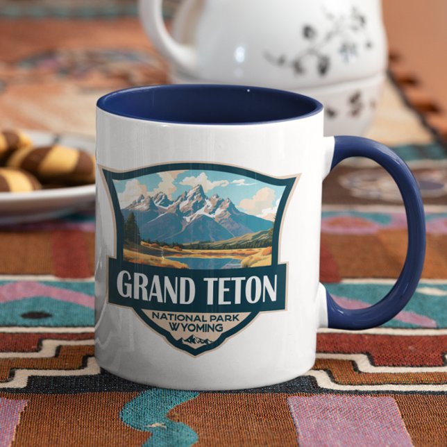 Taza Parque nacional Gran Teton Ilustracion Retro (Subido por el creador)