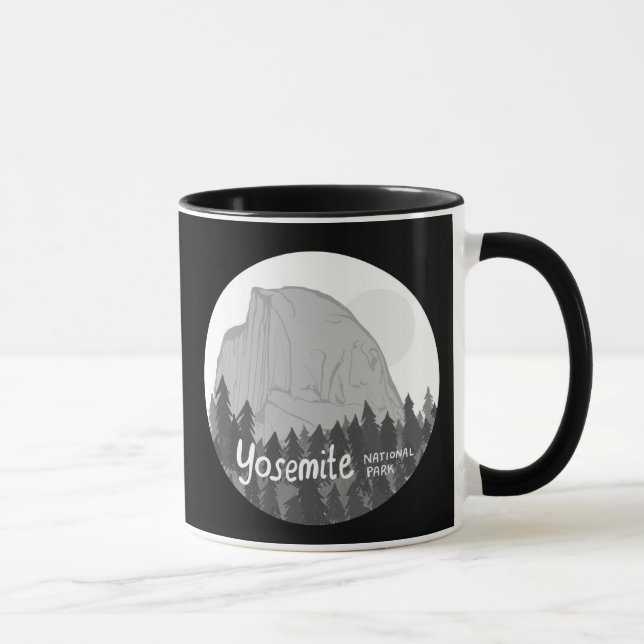 Taza Parque nacional Yosemite Media Cúpula Blanco Negro (Derecha)