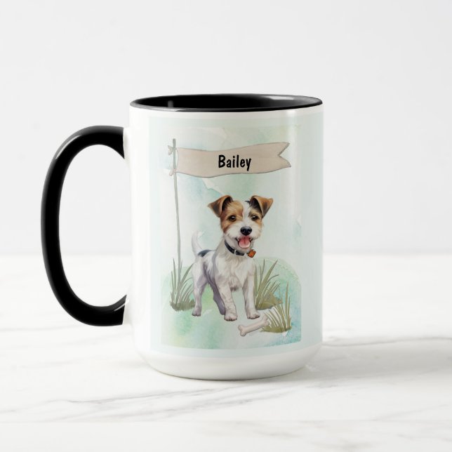 Taza Parson Russell Terrier Watercolor Personalized Dog (Izquierda)