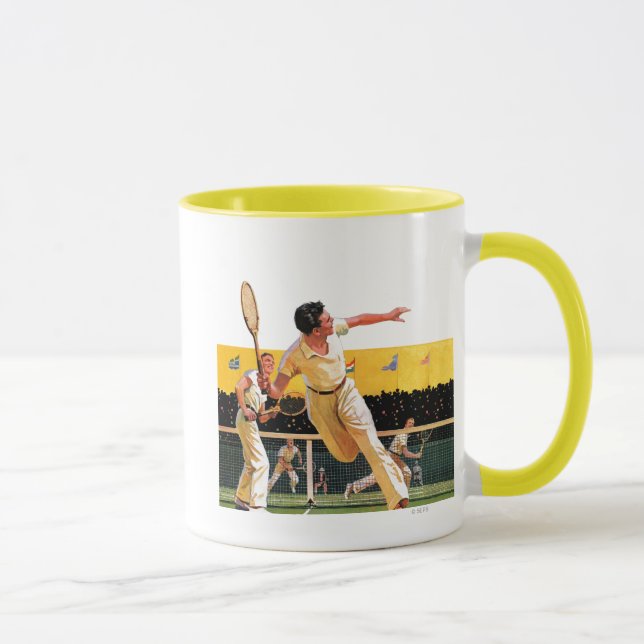 Taza Partido del tenis de los dobles (Derecha)