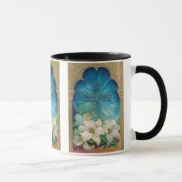 Taza Pascua con la cruz y los lirios