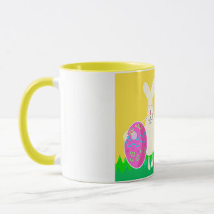 Taza Pascua feliz - liebre graciosa con huevos