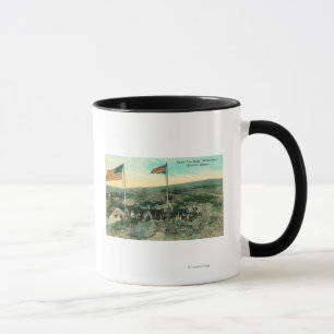 Taza Paso blanco con banderas rusas y estadounidenses