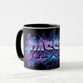 Taza Passion Cyberpunk Typography – Vibrant Modern Word