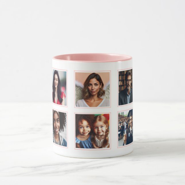 Taza Pastel de Collage de fotos elegante personalizado (Centro)