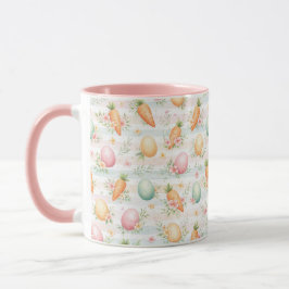 Taza Pastel Easter Eggs & Carrots Watercolor Pattern