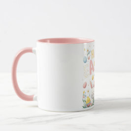 Taza Pastel Floral Feliz Conejo de Pascua y Chicas
