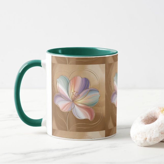 Taza Pastel Flores Green Combo Mug (Con donut)