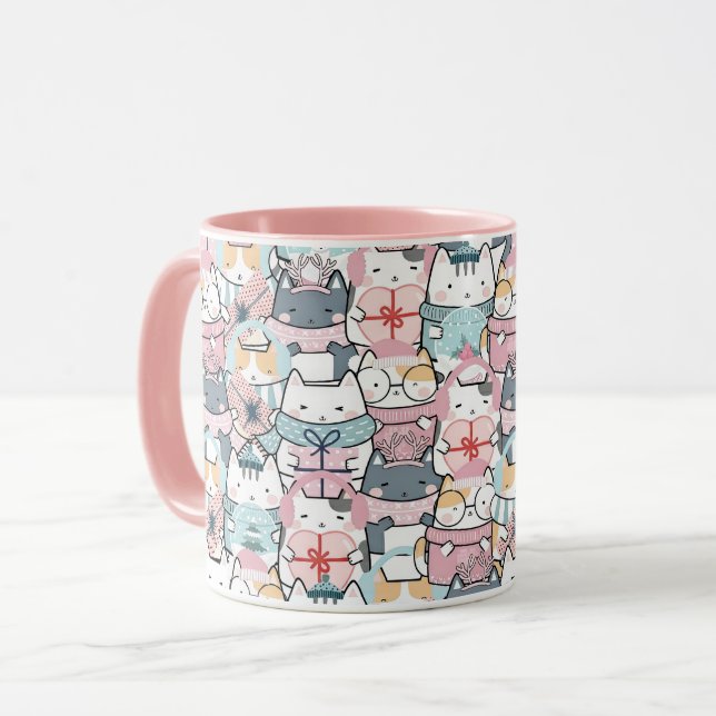 Taza Pastel Kawaii Character Collage (Anverso izquierdo)
