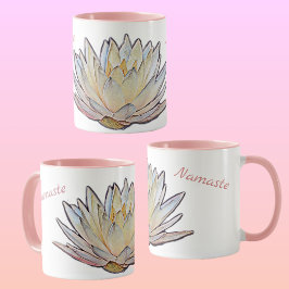Taza Pastel Lotus Blossom Waterlily Floral Botánica