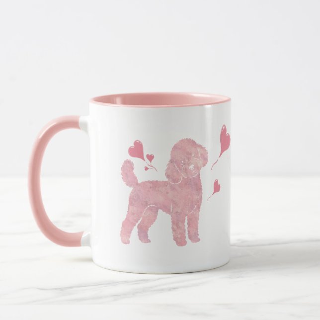 Taza Pastel Poodle Valentine Gift Mug with Custom Name (Izquierda)