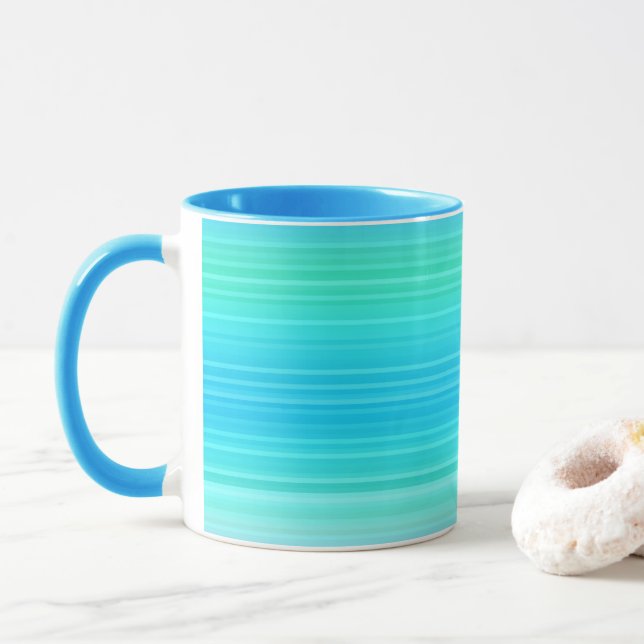 Taza Pastel Resumen Rayos verdes turquesas (Con donut)