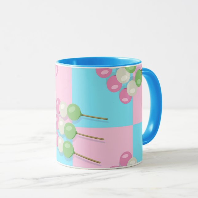 Taza Pastel rosa azul revisado Dango Mug (Anverso derecho)