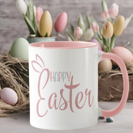 Taza Pastel Rosa Y Azul Retro Feliz Pascua