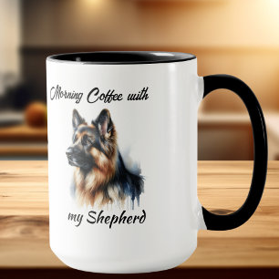 Taza Pastor Alemán al Acuarela Personalizado