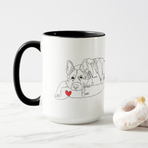 Taza Pastor Alemán con Línea de Arte de Pelota con Nomb