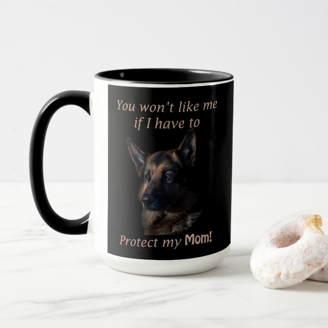 Taza Pastor Alemán Proteja A Mi Mamá (Con donut)