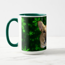 Taza Pastor alemán Toy Reindeer Green Snowflakes