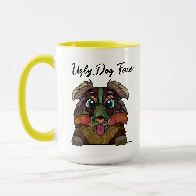 Taza Pastor australiano feo perro de cara (Izquierda)