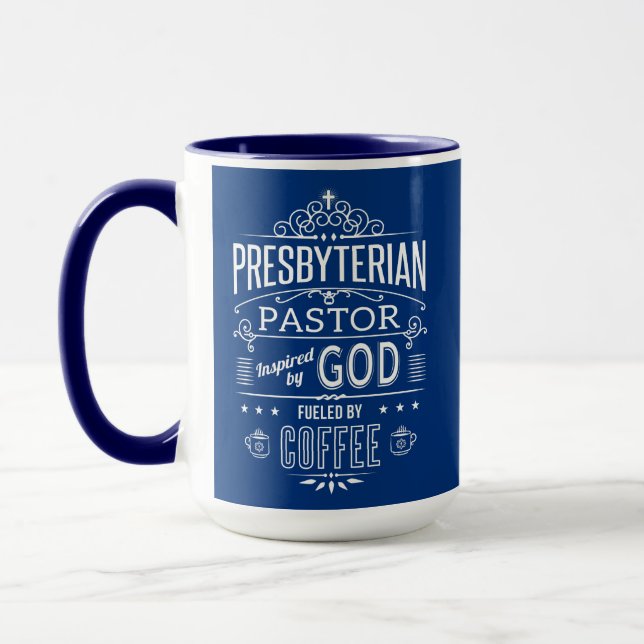 Taza Pastor presbiteriano, impulsado por Dios y Café (Izquierda)