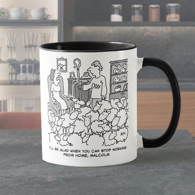 Taza Pastor trabajando desde casa con su oveja (Subido por el creador)