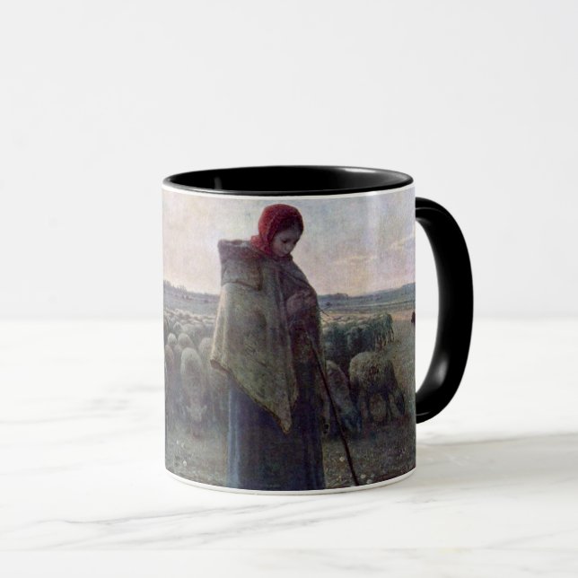 Taza Pastora con su rebaño, Jean-Francois Millet (Anverso derecho)