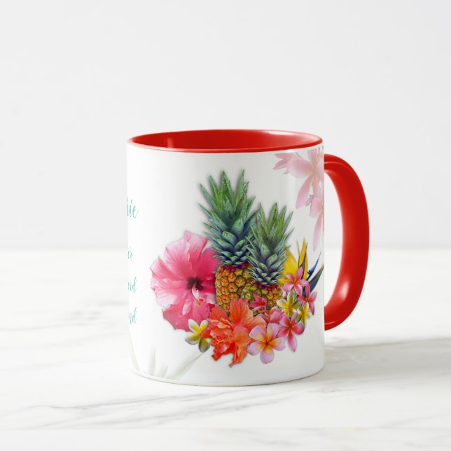 Taza Pastora femenina profesora de flores tropicales (Anverso derecho)