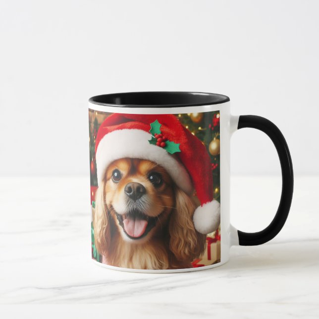 Taza Patas/Perros Festosos En Santa Hat/Coffee/Mug (Derecha)