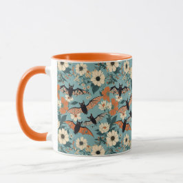 Taza Patchwork floral Halloween Bats & Flowers