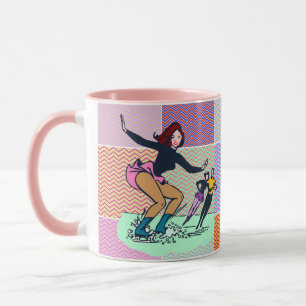 Taza Patinadores de la Figura Retro Rosa de colores