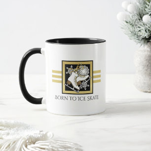 Taza Patines de hielo personalizados con brillo dorado