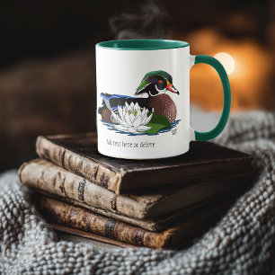 Taza Pato de madera colorido Nenúfar Vida silvestre Azu