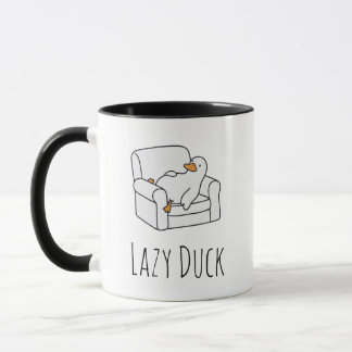 Taza Pato Perezoso y Adorable en Butaca Ilustración Min