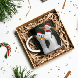 Taza Patos Blancos Con Sombrero Rojo