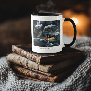 Taza Patos de Madera Estanque de Pareja Naturaleza Vida