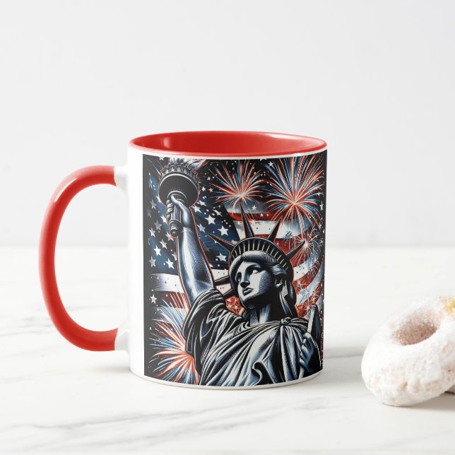 Taza Patriotic 4th of July Mug USA Independence Day (Con donut)