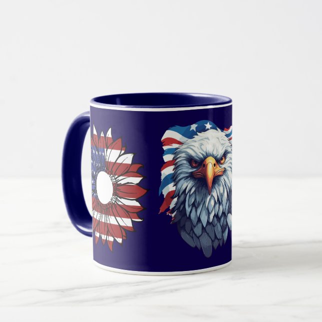 Taza Patriotic American Eagle Sunflower Flag Navy Combo (Anverso izquierdo)