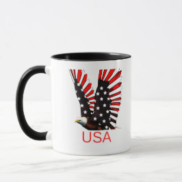 Taza Patriotic Bald Eagle Flying Design