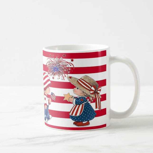 Taza patriótica americana del muchacho y del chica (Derecha)